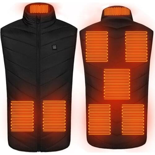 Electric Outdoor Heated Vest 2/4/8 Places Heating Waistcoat Thermal Warm Clothing Feather Winter Sleeveless Heated Jacket
