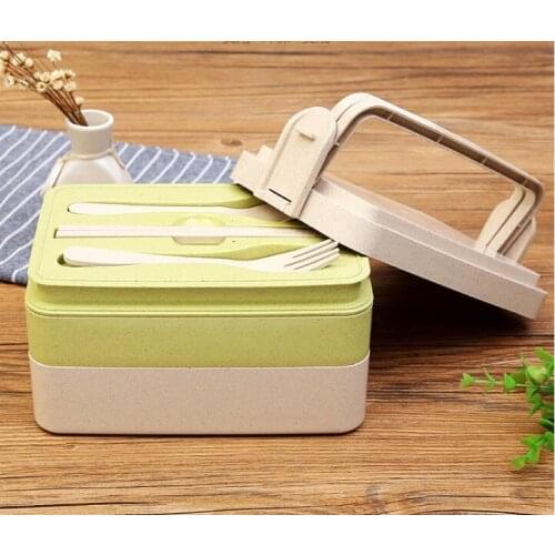 1PC Multi-layer Lunch Container Microwave Ovens Wheat Straw Lunch Case Outdoor Food Storage Containers O 0332