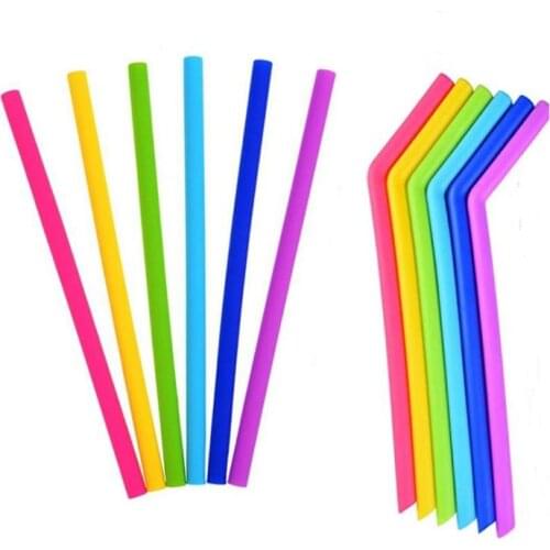 1000pcs Colorful Food Grade Flexible Silicone Straws Straight Bent Curved Straw Drinking Reusable Bar Tools Beverage SN288