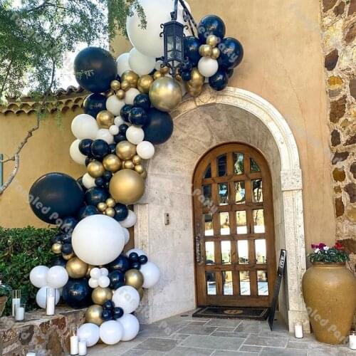 134pcs Matte Navy Blue Balloon Arch Garland White Helium Chrome Gold Globos Wedding Birthday Baby Shower Party Decor Supplies