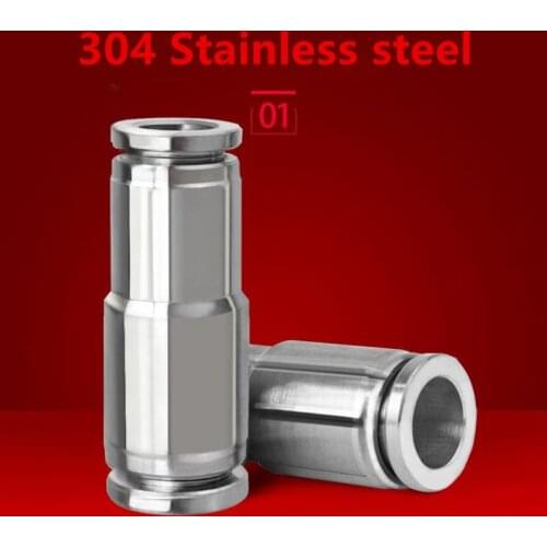 304 Stainless Steel Variable Diameter Straight-through Joint PG8-6/10-8/12-6 Tracheal Quick Quick Plug Connector
