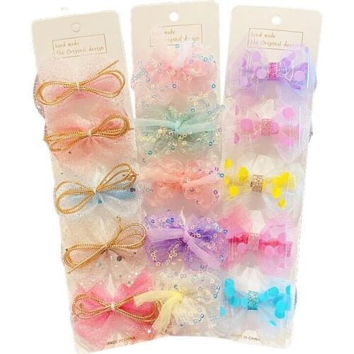 5PCS/Set New Girls Cute Floral Bow Print Hairpins for Kids Children Sweet Headband Hair Clip Barrettes Fashion Bow Accessories