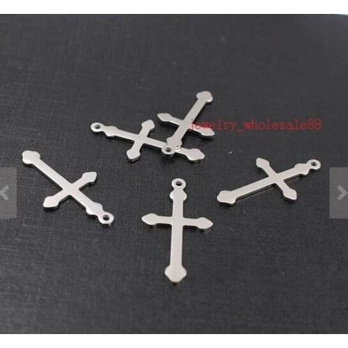 Lots 5pcs Stainless steel thin 16*30mm Simple Cross pendant charms DIY JEWELRY FINDING