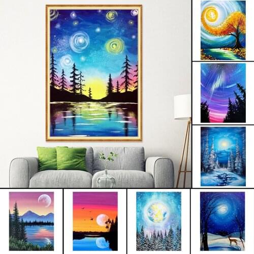 5D DIY Diamond Painting Landscape Cross Stitch Kit Full Square Embroidery Mosaic Art Picture Rhinestone Craft Wall Decoration