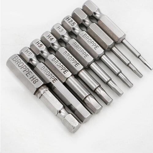 8Pcs/set 1/4" 50mm 1.5-8mm Hex Screwdriver Bits S2 Material Magnetic Electric Drill Hexagonal Screwdriver Head Power Driver Tool