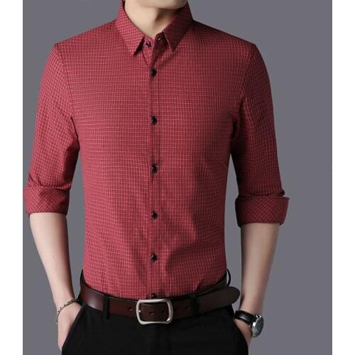 MRMT 2021 Brand New Autumn Mens Shirt Pure Cotton Plaid Shirt for Male Long Sleeves Shirt Casual Tops Shirt