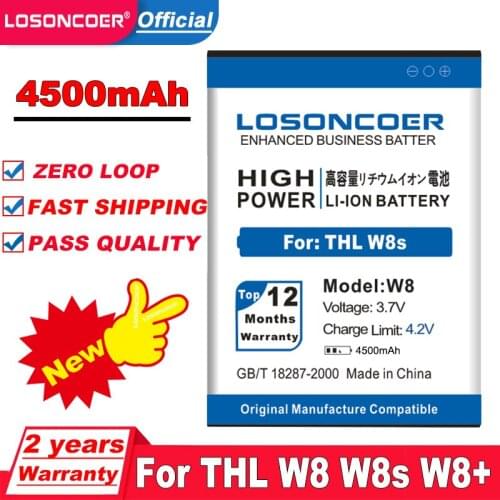 4500mAh Use for THL W8 battery W8s W8+ W8 global free shipping with tracking number