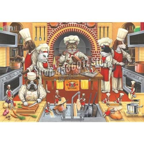 DIY Diamond Painting Dogs Food & Drink Cats Animal chef Diamond Mosaic Full Diamond Embroidery Rhinestone Child Gift Christmas
