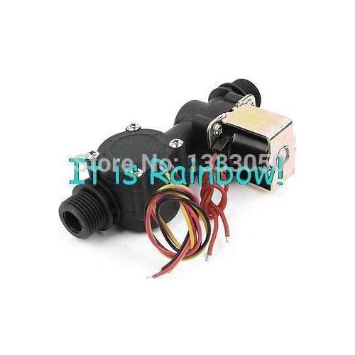 Free Shipping Black Water Flow Sensor Metal Solenoid Valve 1.75MPa 1-30L/Min 1/2PT