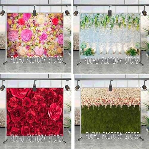 Valentine 'S Day Romantic Flower Wall Background Couples Wedding Party Decoration Photography Studio Photo 3d Digital Backdrop
