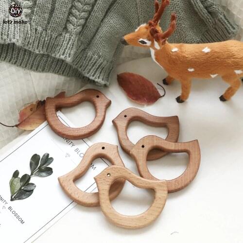 LetS Make 10Pcs Wooden Baby Teether Elm Olive Oil Baby Teether Animals Shape Wood Teething Oral Care