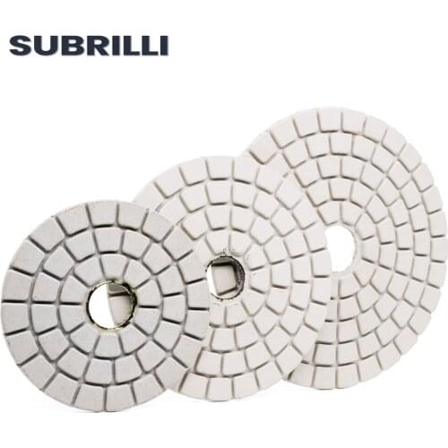 SUBRILLI 3/4/5 Inch White Buff Diamond Pads Polishing Disc Premium Buffing Wheel For Granite Marble Stone Abrasive Tools