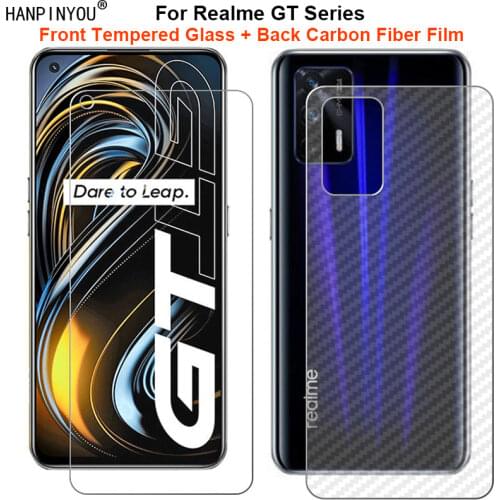For Realme GT 5G / Neo 6.43" 1 Set = Soft Back Carbon Fiber Film + Premium Tempered Glass Front Screen Protector