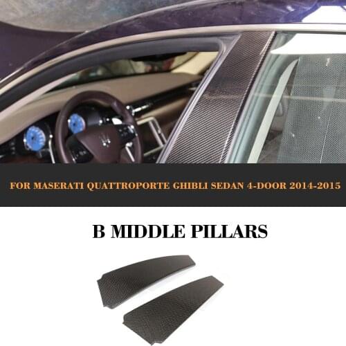 Carbon Fiber Door Pillars Fender Trim Sticker for Maserati Quattroporte Ghibli 4-Door 2014 2015 Car Styling Spoiler