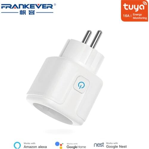 FrankEver EU Smart Plug with Power Monitoring Surge Protector 16A Wifi Socket Voice Control Work with Alexa Google Home