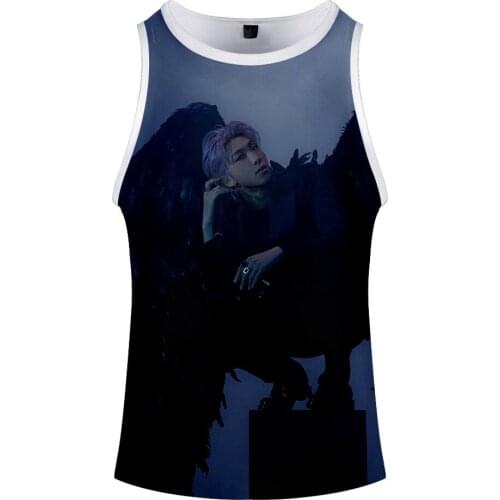 Kpop Korean Team Map of The Soul Kpop 3D Clothes Men/women Gym Workout Sleeveless Fitness 3D Tank Tops Casual Breathability Vest