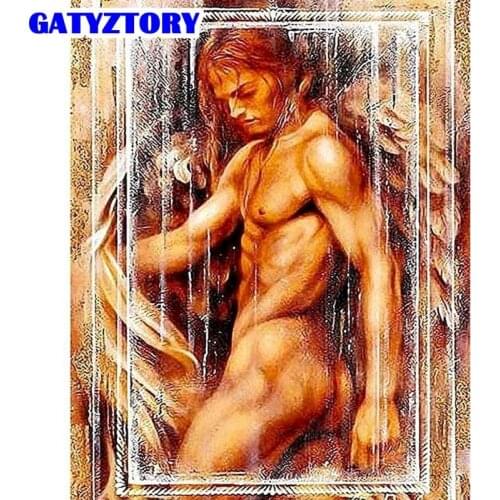 GATYZTORY Frame Painting By Numbers For Adults Acrylic Paint Drawing On Canvas Naked Man Figure Paint DIY Gift Home Wall Art Cra