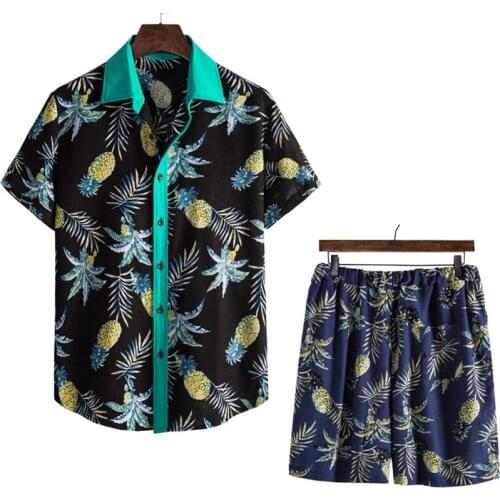 Mens Set Short Sleeve Hawaiian Shirt and Shorts Summer Casual Floral Shirt Beach Two Piece Suit Men Streetwear Harajuku Sets 5XL