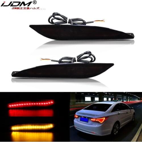 IJDM Red Bumper Reflector Lights For 2011-2014 Hyundai Sonata 8th Function as Tail,Brake&Rear Fog Lamps, Amber Turn Light 12V
