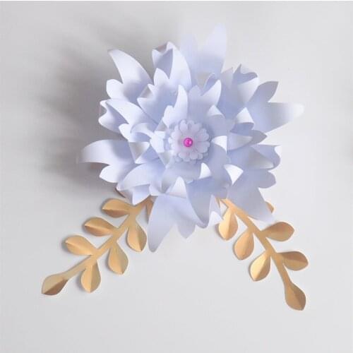 Artificial Flowers 20CM + Leaves 15CM Fleurs Artificielles Backdrop DIY Giant Paper Flowers Wedding Party Decor Baby Shower