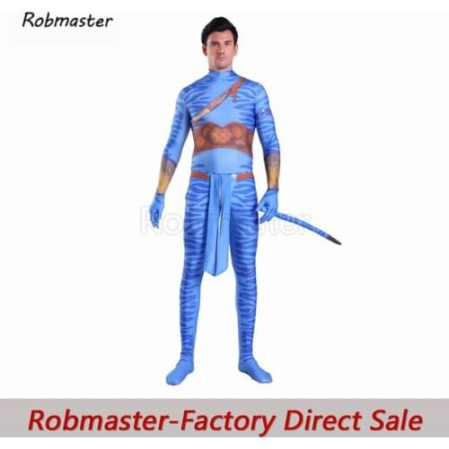Mens Kids Boys Movie Avatar 2 Jake Sully Cosplay Costume Spandex Zentai Bodysuit Jumpsuits Battle Suit Halloween Costume