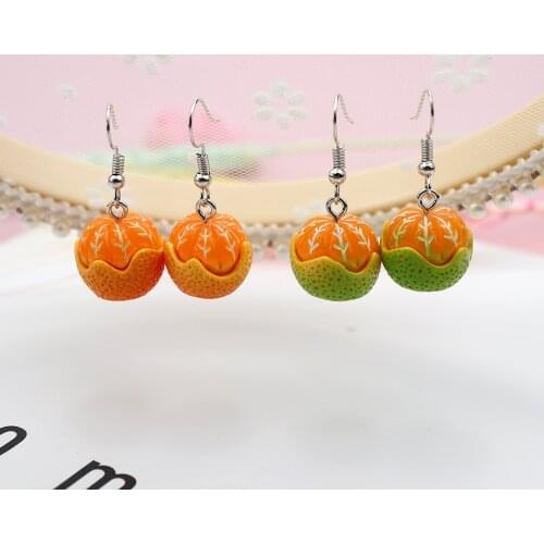 Cool Cute Orange Earrings For Women Girl 2021 Trendy Simulated Fruit Female Funny Unusual Drop Dangle Earring Resin Jewelry