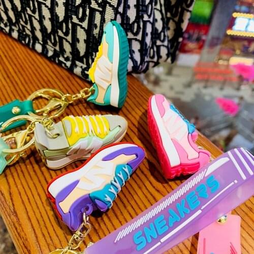 Mini Cartoon Charm Sports Shoes Keychain Fashion Novelty Creative Bag Keychain New Cartoon Personality Mobile Phone Car Keychain