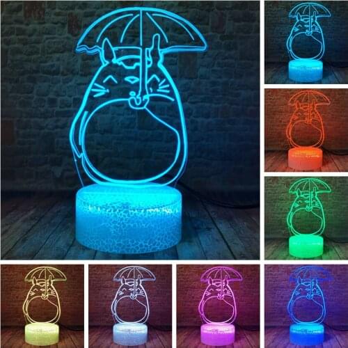 Totoro Model 3D Illusion LED Nightlight Colors Change Desk Lamp Manga Anime action & toy figures girls