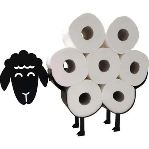 Black Sheep Wall-Mount Toilet Paper Roll Holder Novelty Free Standing Toilet Roll Tissue Paper Storage Stand Kitchen Tool