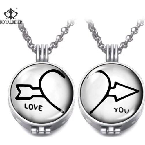RoyalBeier Essential Oil Diffuser Perfume Pendant Necklaces With Foam Cupids Arrow Couples Necklace For Charming Women Jewelry