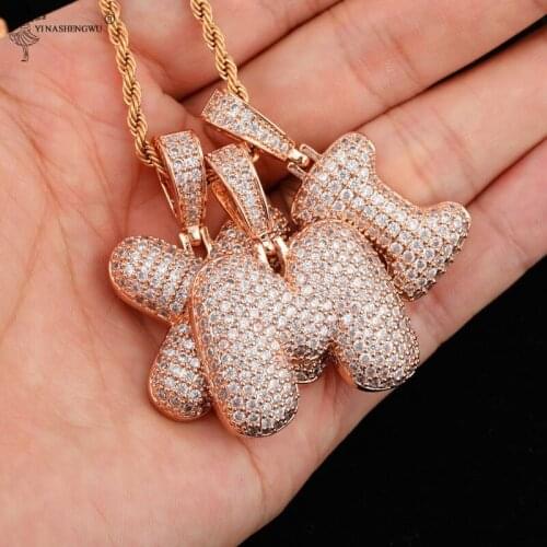 A-Z Bubble Letters Necklaces & Pendant Chain For Men Women Golden Silver Color Rope Chain Hip Hop Link Jewelry Accessories Gifts