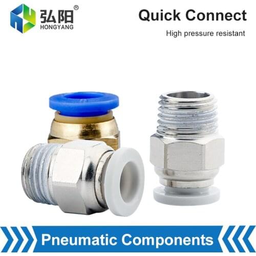 PC Pneumatic Connector 10mm 8mm 6mm Hose 1/4" 1/2" 1/8" 3/8 External Thread Air Connection Brass Plug-In Adapter Plug