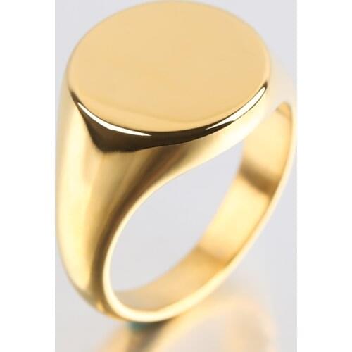 High Polished Blank Round Signet Rings Stainless Steel/Gold/Silver Stacking Band for Women Jewelry Minimalist Statement Ring