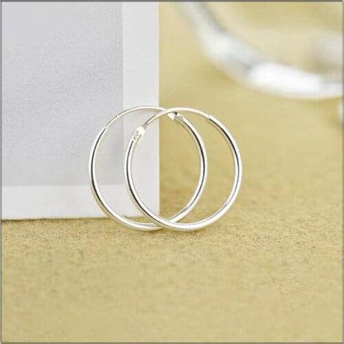 S925 Sterling Silver Small Hoop Earrings For Women Ear Ring Bone Buckle Round Circle Jewelry Mens