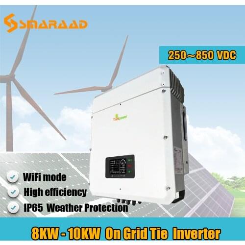 Solar Power On Grid 8000W 10000W 8KW 10KW Dual Input MPPT Waterproof IP65 Grid Tie Solar Power Inverter with Wifi DC Switch