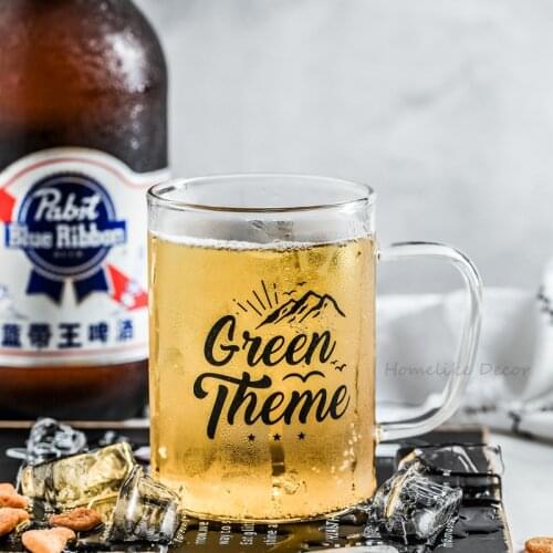 480ml Glass Beer Mug Transparent English Printing Juice Mug Milk Cup Coffee Mug Heat Resistance Drinkware 1pc