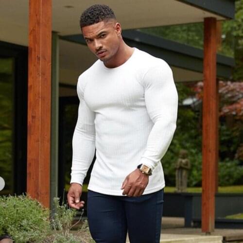 New Spring Autumn Fashion Sports Sweaters Men Long Sleeve Pullovers Man O-Neck Casual Slim Fit Sweater Gym Fitness Knitting Tops