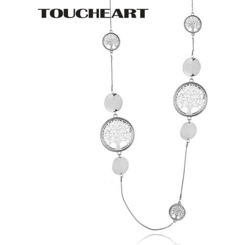 TOUCHEART Silver Stainless Steel Necklace&Pendants Charms Women Tree Of Life Necklace Holder Chain Statement Necklaces SNE190041