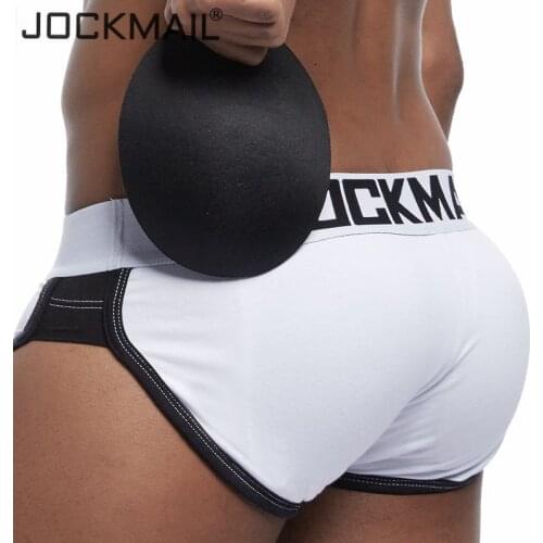 JOCKMAIL Sexy Mens Butt Lifter Padded Underwear Brief Cotton breathable Removable Enhancement Pads Hip push up Briefs with Pads