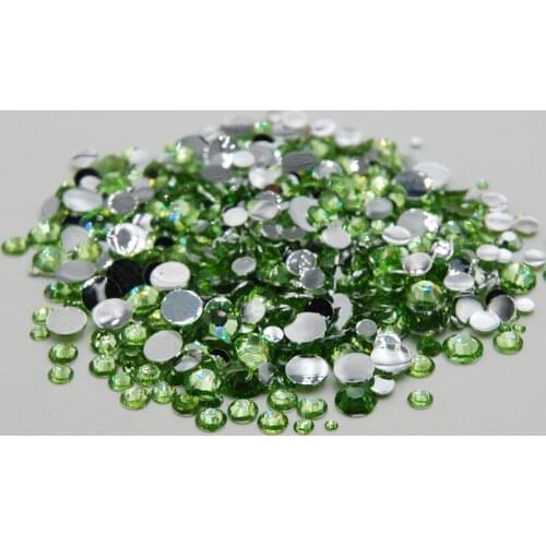 Apparel decoration Mixed Sizes Light Emerald Color Acrylic Glue On rhinestone Non Hotfix Stones For DIY Nails Manicure Jewelry