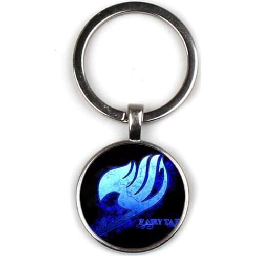 Vintage Mystery Fairy Guild Pendant Keychain Anime Jewelry Handmade Glass Photo Convex Keyring Role-playing Gift Toy Key Chain