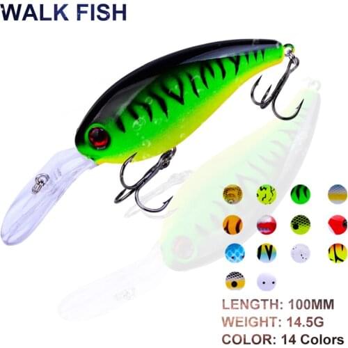 WALK FISH 1PCS 100mm/14.5g Rolling Jerkbait Minnow Fishign Baits Unique Lip Pesca Fishing Baits 3D Eyes Floting Fishing Lure