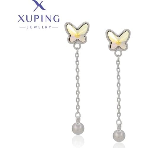 Xuping Jewelry Fashion New Arrival Butterfly Shaped Crystals Earrings for Women with Rhodium Plated 20601