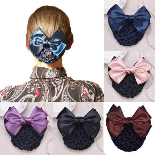 Hair Clips Mesh Hair Rope Satin Bow Barrette Hair Clip Cover Bowknot Bun Snood Hair Accessories acessorios para cabelo