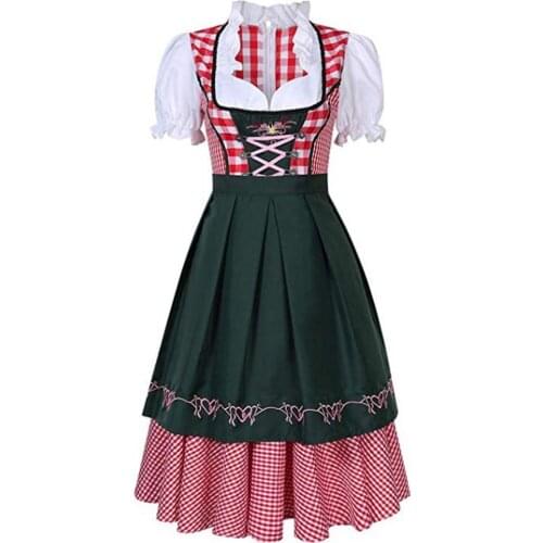 Carnival Dirndl The Munich Oktoberfest Costume Adult Waiter Plaid Skirt Cosplay Bavarian Girl Halloween Fancy Party Dress