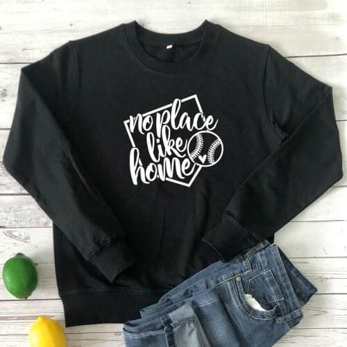 No Place Like Home Sweatshirt Funny 90s Baseball Mom Gift Pullovers Cute Women Short Sleeve Graphic Game Day Sweatshirts Femme