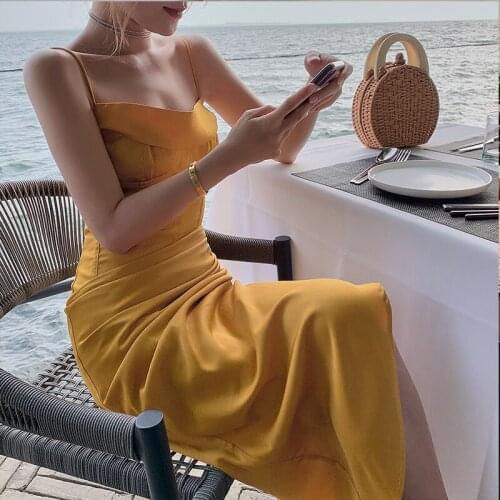 2021 new irregular Ruched Satin Summer Dress Spaghetti Straps Cowl Neck Backless Long Dresses for Women Party Sexy Vestidos