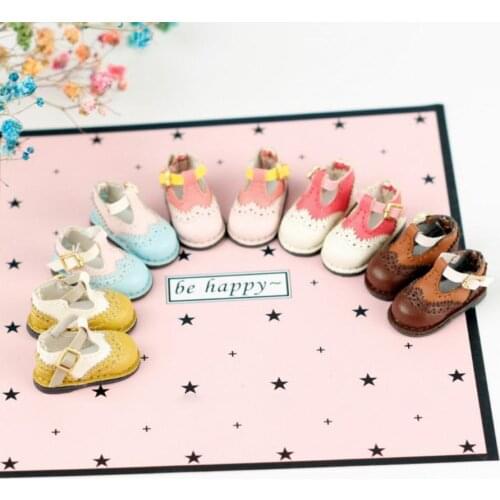 1 Pair 3cm Blyth Dolls T-stripe Leather Shoes Candy Color Doug for Azone Momoko Lati JerryBerry Holala 1/6 Dolls Accessories