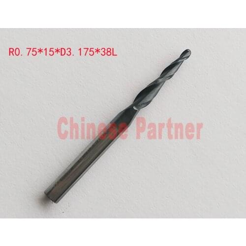 1pc R0.75*15*D3.175*38L 1/8"shank HRC55 solid carbide Tapered Ball Nose End Mills milling cutter wood Engraving tools