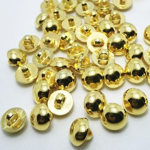 50/100Pcs 12mm electroplated Round Button DIY Sewing Clothes Ornaments Shank Gold buttons for Garments Shirts Handmade Material